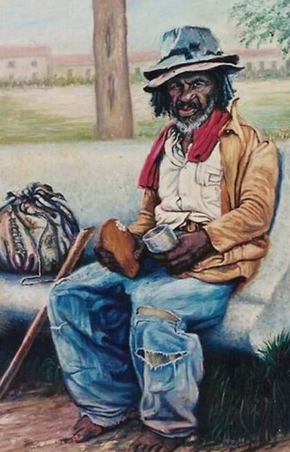 Mendigo, óleo de Enrique Tamayo.