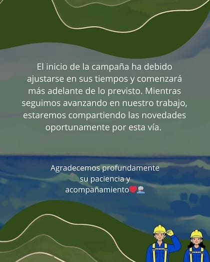 Mensaje de la cuenta oficial de la expedición Ecos de dos Cañones