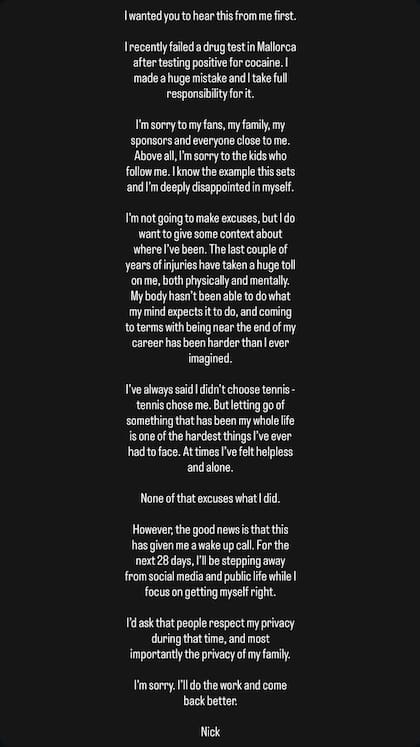 Mensaje de Nick Kyrgios
