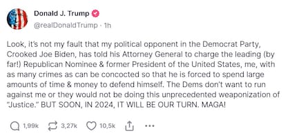 Mensaje de Trump en Truth Social