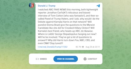 Mensaje de Trump sobre el debate.
