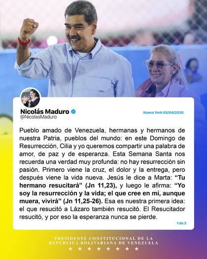 Mensaje por el Domingo de Pascua de Maduro