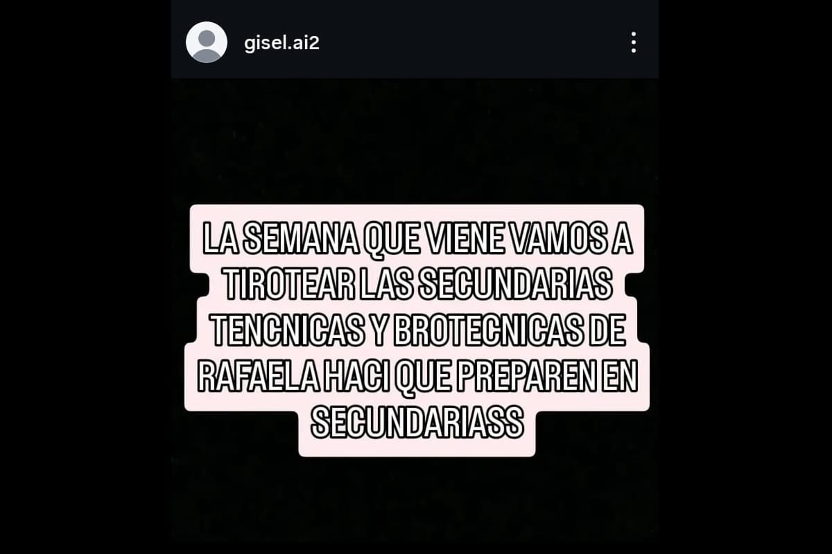 Mensaje que circuló en redes sociales entre usuarios de Rafaela y Sunchales, en Santa Fe