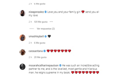 Mensajes de Eiza González y Sarah Paulson (Foto Instagram @rumerwillis)