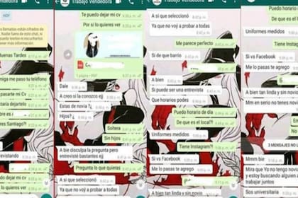 Mensajes enviados por Irineo Garzón, acusado de drogar a una chica venezolana y abusar de ella en un local de venta de uniformes médicos de Balvanera