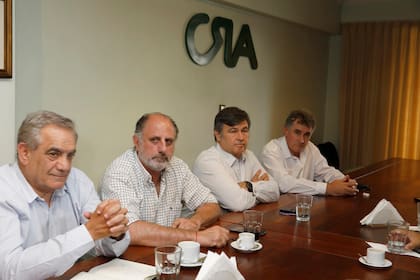 Carlos Iannizzotto (Coninagro), Jorge Chemes (CRA), Daniel Pelegrina (SRA) y Carlos Achetoni (FAA)