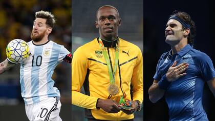 Messi, Bolt y Federer, megaestrellas