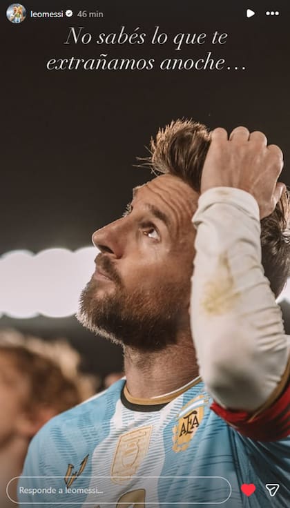 Messi compartió una historia dedicada a su padre varios minutos después de su publicación sobre la selección argentina