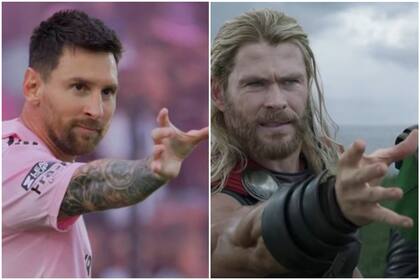 Messi, con Thor para atraer su martillo