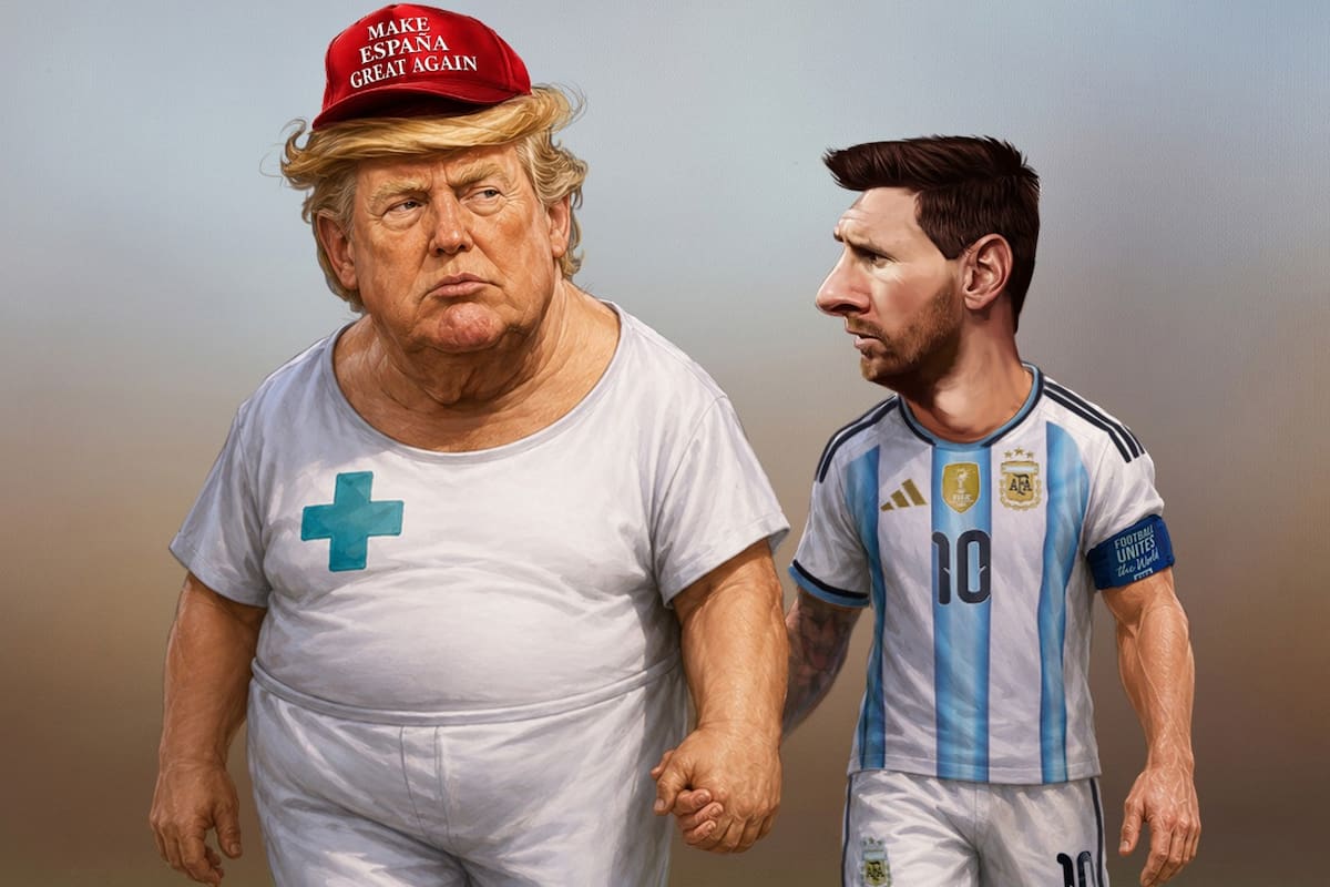Messi con Trump, en una imagen que alude a la de Maradona con la enfermera del control antidoping en el Mundial de EE.UU. 94