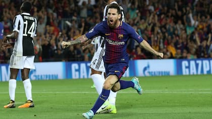 Messi desata el festejo tras su primer gol a Buffon