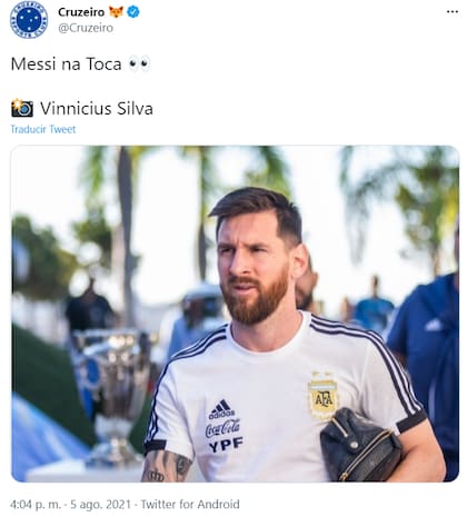 "Messi el tapado" publicó la cuenta oficial del Cruzeiro.