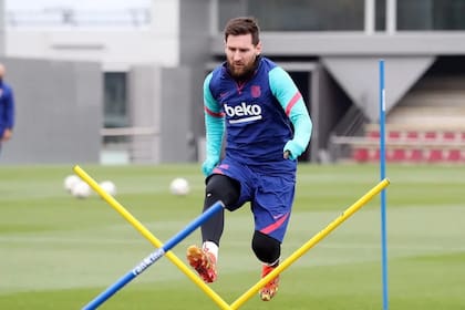 Messi, en el entrenamiento de Barcelona.