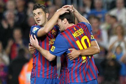 Messi festeja con Villa