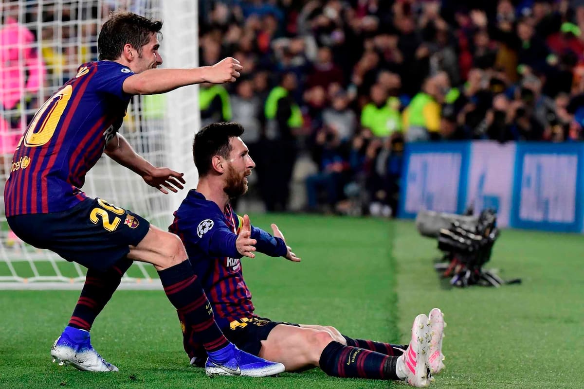 Messi, festejando el gol que finalmente fue elegido como el mejor de la temporada