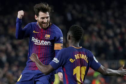 Lionel Messi y el festejo de su segundo gol a Girona