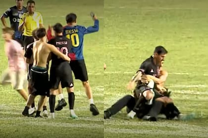 Messi fue derribado por un fanático en pleno partido