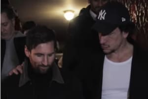 Messi junto a Nico Vázquez, en el detrás de escena de Rocky