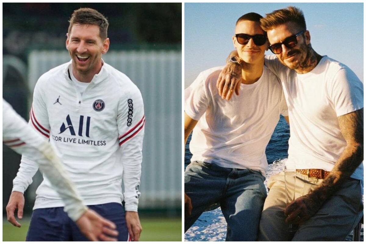 Messi llamó la atención de todos con su look en una foto con el hijo de Beckham