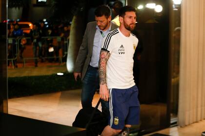 Messi, en la llegada al hotel en Belo Horizonte