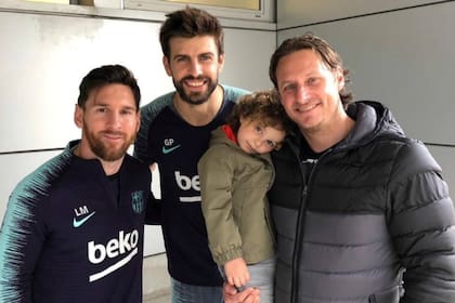 Messi, Piqué, el pequeño Theo y el Rey David, en Barcelona