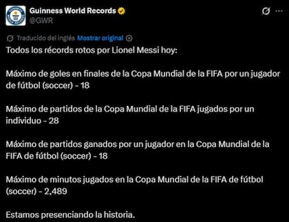 Messi rompió cuatro récords históricos del Mundial