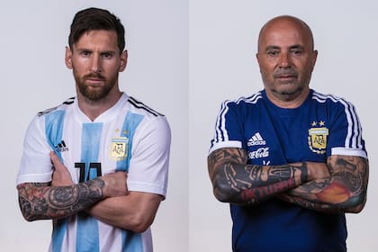 Messi y Sampaoli, protagonistas de la sesión de fotos de la selección argentina