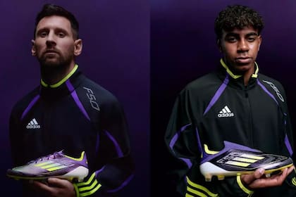 Messi y Yamal, en un afiche promocional de la marca deportiva que los auspicia