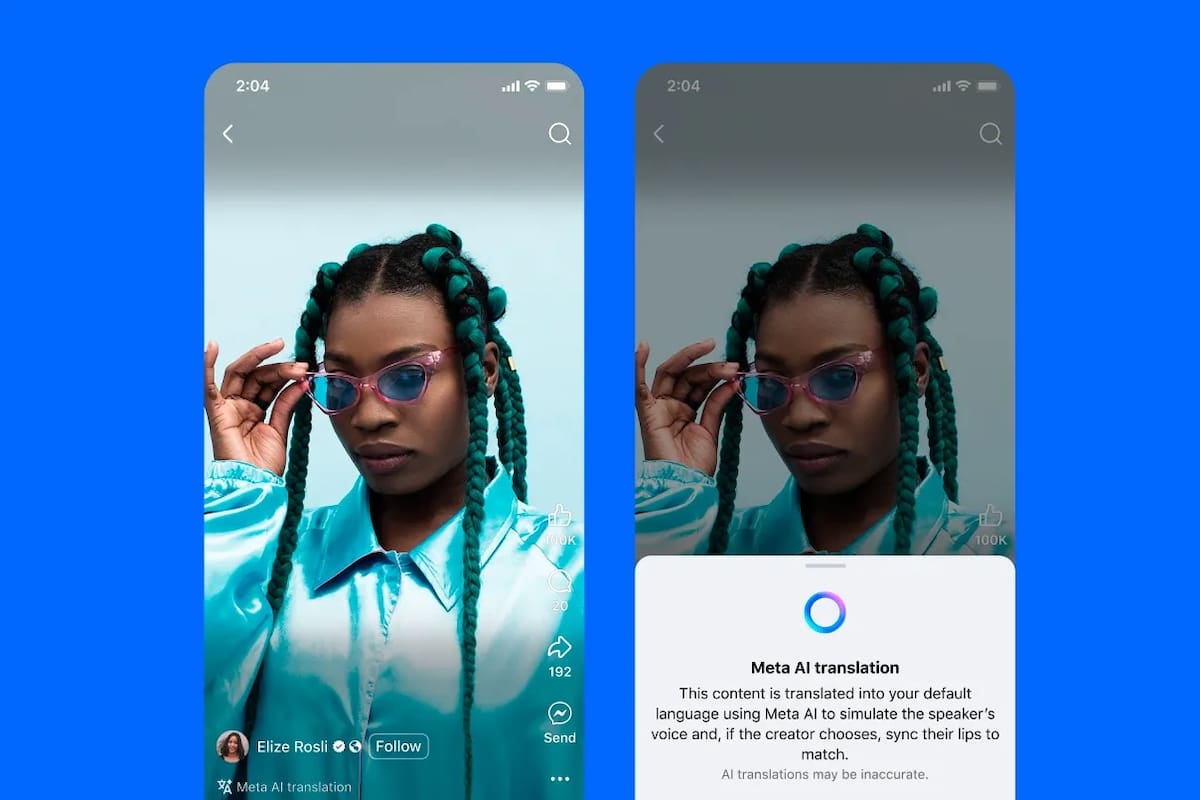 Meta AI permite doblar el audio de una publicación en Instagram o Facebook, e incluso sincronizar el movimiento de los labios; por ahora solo permite traducir entre el inglés y el español