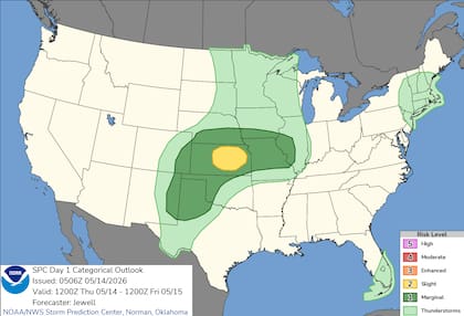 Meteorólogos vigilan la formación de una dryline entre Kansas y Texas, un límite crítico donde el choque de masas de aire suele disparar tormentas eléctricas explosivas