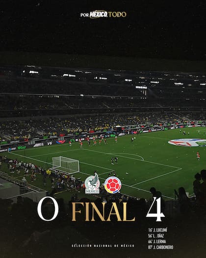 México perdió 4-0 ante Colombia rumbo al Mundial 2026 (X @miseleccionmx)