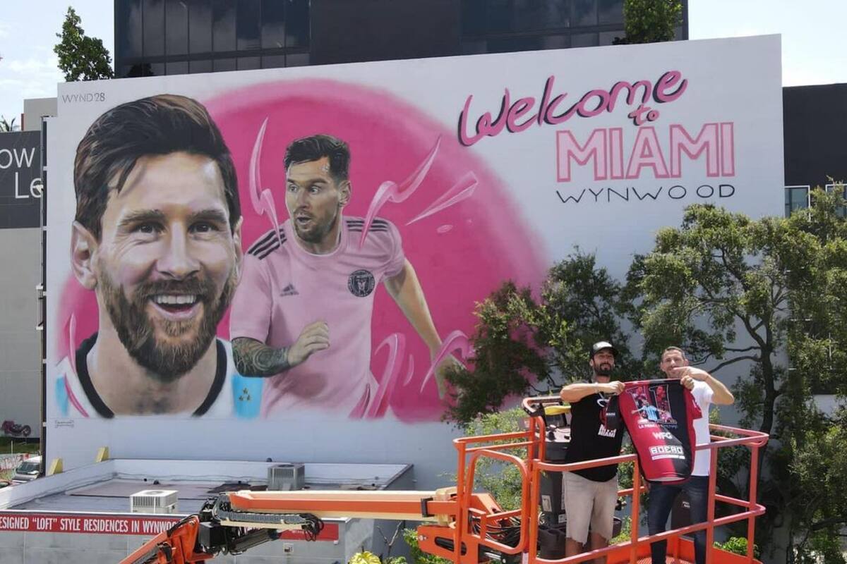 Miami ahora luce repleta de murales de Lionel Messi; el astro rosarino jugará, como mínimo, un partido en su ciudad