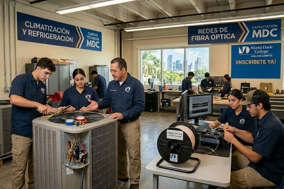 Miami Dade College ofrece un programa de certificación técnica en HVAC/R diseñado para capacitar a los estudiantes en la instalación y reparación de sistemas de climatización comercial y residencial