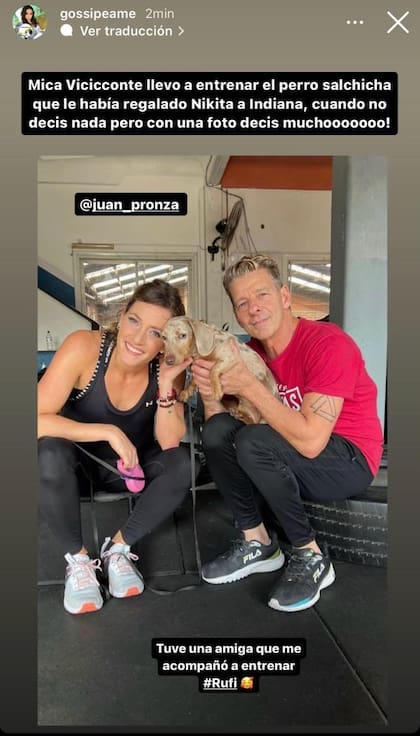 Mica Viciconte llevó a entrenar al perro que Nicole Neumann le regaló a Indiana (Foto: Instagram)
