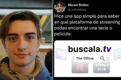 Micael creó una exitosa app  para buscar contenido (Captura Twitter @_mikirobles)