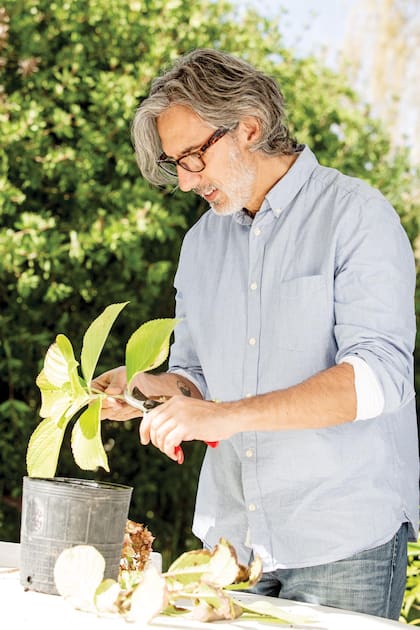 Miceli trabajando en su propio jardin. "Siempre tuve contacto con este mundo. Soy Técnico Agropecuario y cuando estudié aprendí mucho de botánica, que es lo que más me gusta", cuenta.