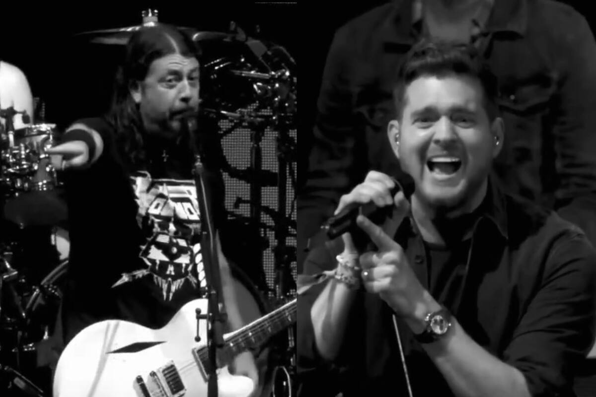 Michael Bublé fue a un recital de Foo Fighters y sorprendió a todos al subir al escenario