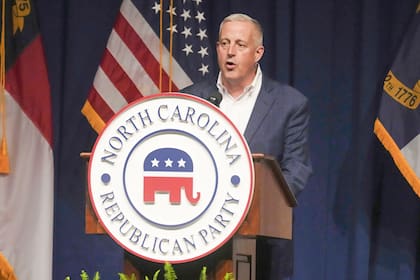 Michael Whatley, candidato por el Partido Republicano en Carolina del Norte (AP Foto/Meg Kinnard, File)