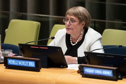 Michelle Bachelet toma la palabra en un diálogo informal en la ONU (Archivo)