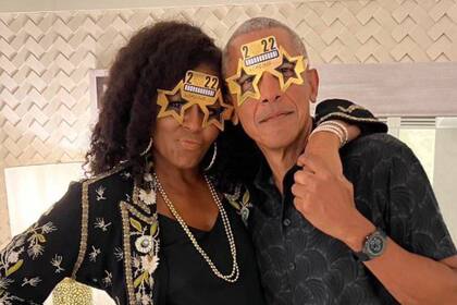 Michelle y Barack Obama, en el festejo de Año Nuevo.