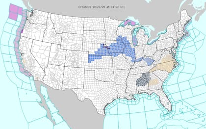 Mientras el sur de Texas sufre calor extremo, el centro y norte de EE.UU. permanecerán bajo régimen térmico fresco con mínimas de 40 °F (4 °C) en ciudades como Chicago y Detroit