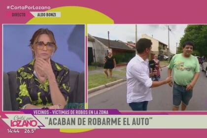 Mientras la conductora hablaba con algunos vecinos de la localidad de Aldo Bonzi sobre la inseguridad, ocurrió un robo en vivo