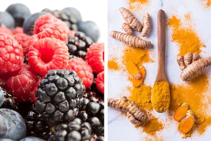 Mientras los frutos rojos dan colores rojos y violetas, la cúrcuma da un color amarillo