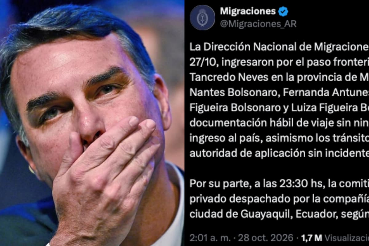 Migraciones informó el ingreso de Flavio Bolsonaro al país con un mensaje en X