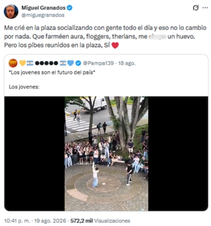 Migue Granados se pronunció en sus redes sociales sobre que los jóvenes farmeen aura (Foto: X @miguegranados)