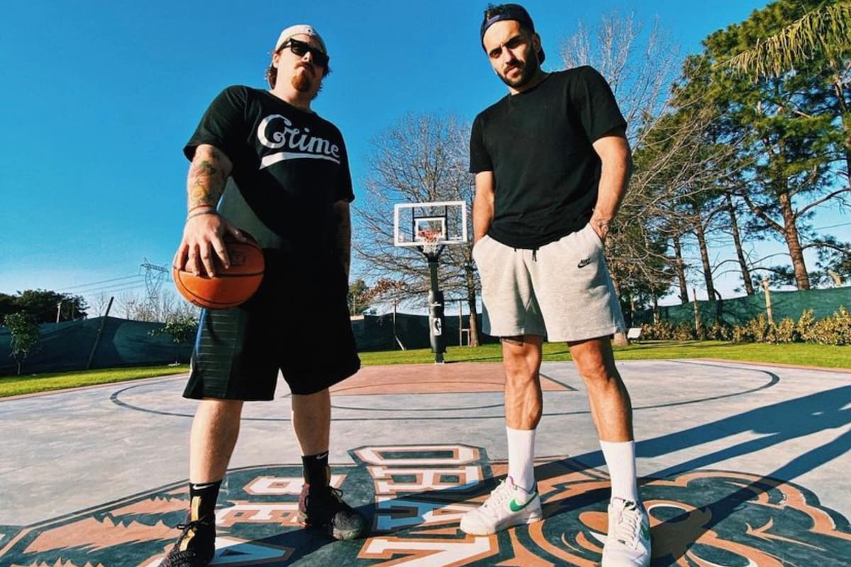 Migue y Facu se divirtieron en la cancha del comediante