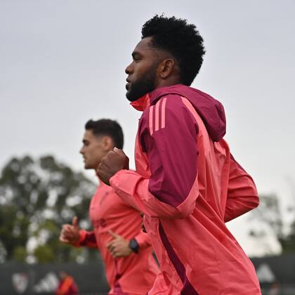 Miguel Borja durante la pretemporada que River llevó a cabo en San Martín de Los Andes