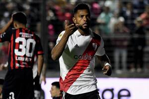 Miguel Borja festeja el único tanto del partido