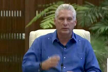 Miguel Díaz Canel durante el discurso televisado hoy