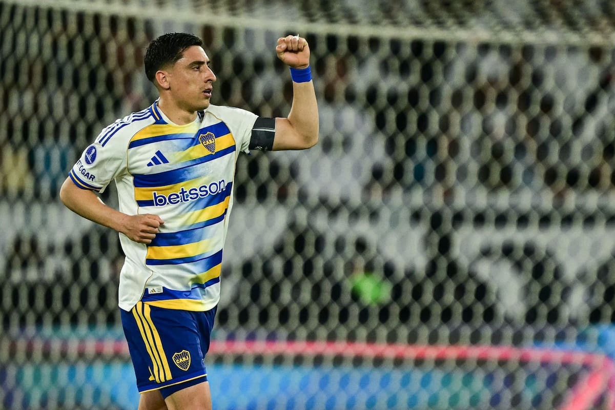 Miguel Merentiel celebra el segundo gol de Boca; luego vendría el descuento de Vasco y el tanto decisivo de Paredes